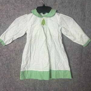 Petit Pomme baby girl 24 months green dot holiday dress smocked Christmas tree
